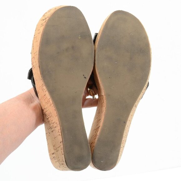 Yellow Box Amber Cork Wedge Moc Croc Buckle Detail Sandals Size 11 - Picture 10 of 10